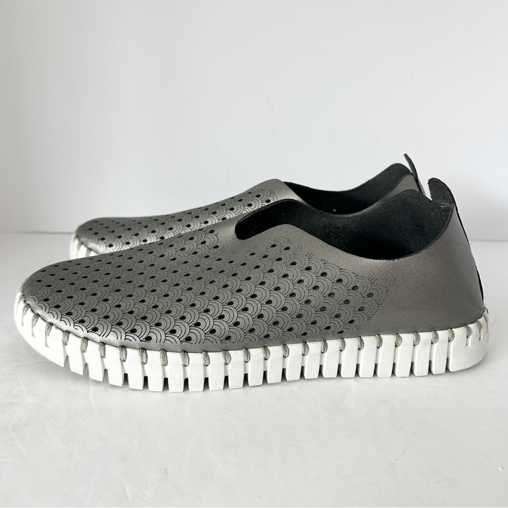Ilse Jacobsen Tulip 3576 Slip On Comfort Shoe Flat Perforated Gunmetal EU38 US 8 - Picture 3 of 12